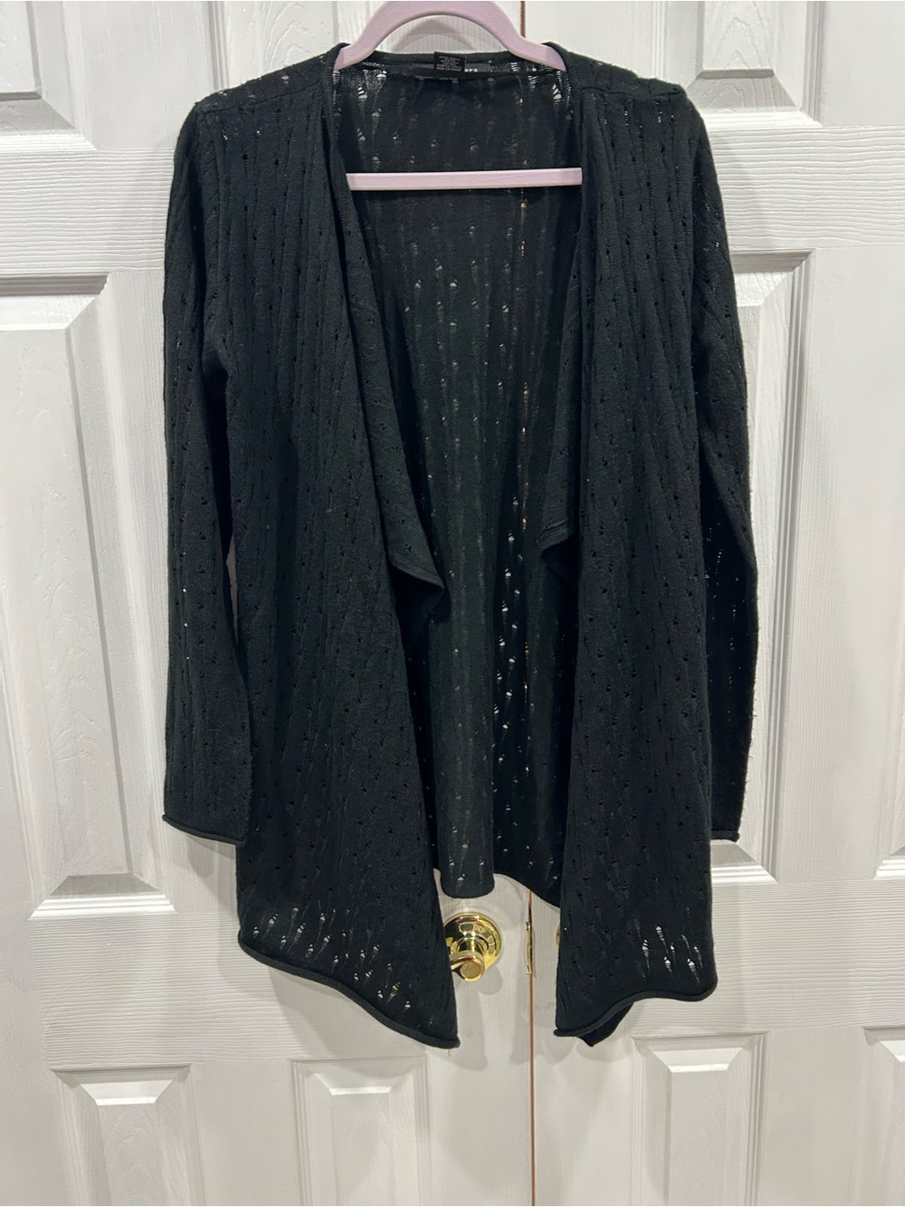 Women's Black Open-Front Lightweight Cardigan